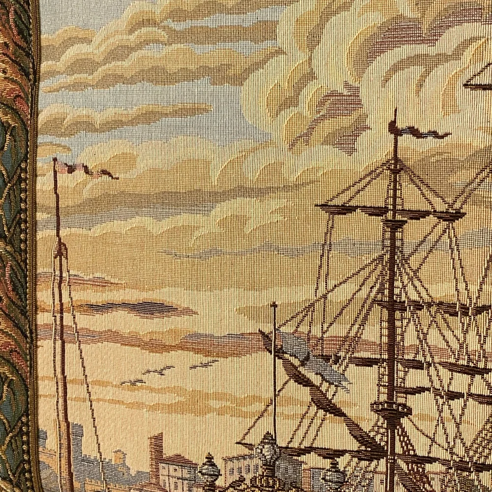 NWT The Galleon Metrax Ship Harbor Tapestry - made in Belgium